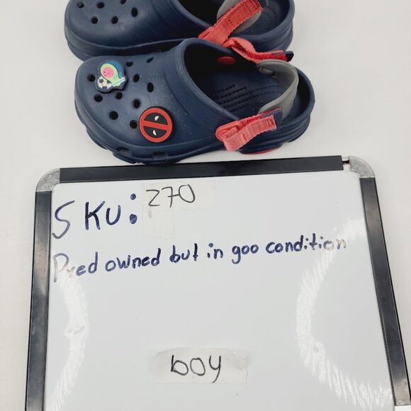 Crocs Boy's Navy Red Classic All Terrain Breathe Slip-On Casual Clogs Size 12 - Picture 7 of 7